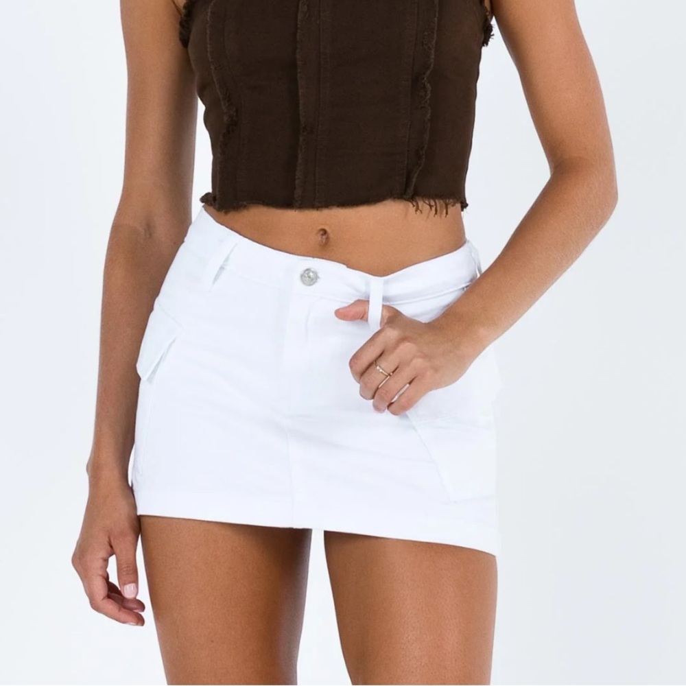 PRINCESS POLLY WHITE CARGO MINI SKIRT